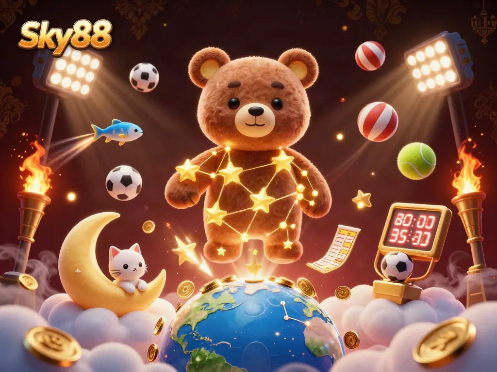 Sky88 offers dynamic sports betting experiences, featuring energetic characters and casino elements.