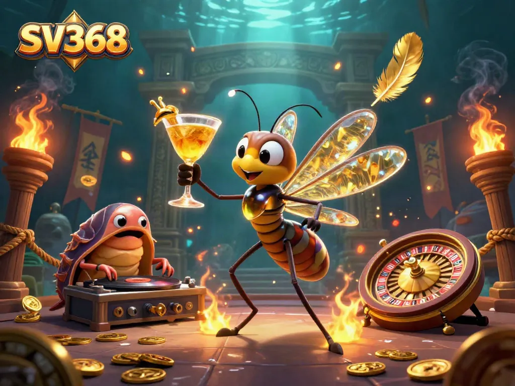 Experience thrilling gameplay with SV368 and win exciting rewards in this lavish casino illustration.