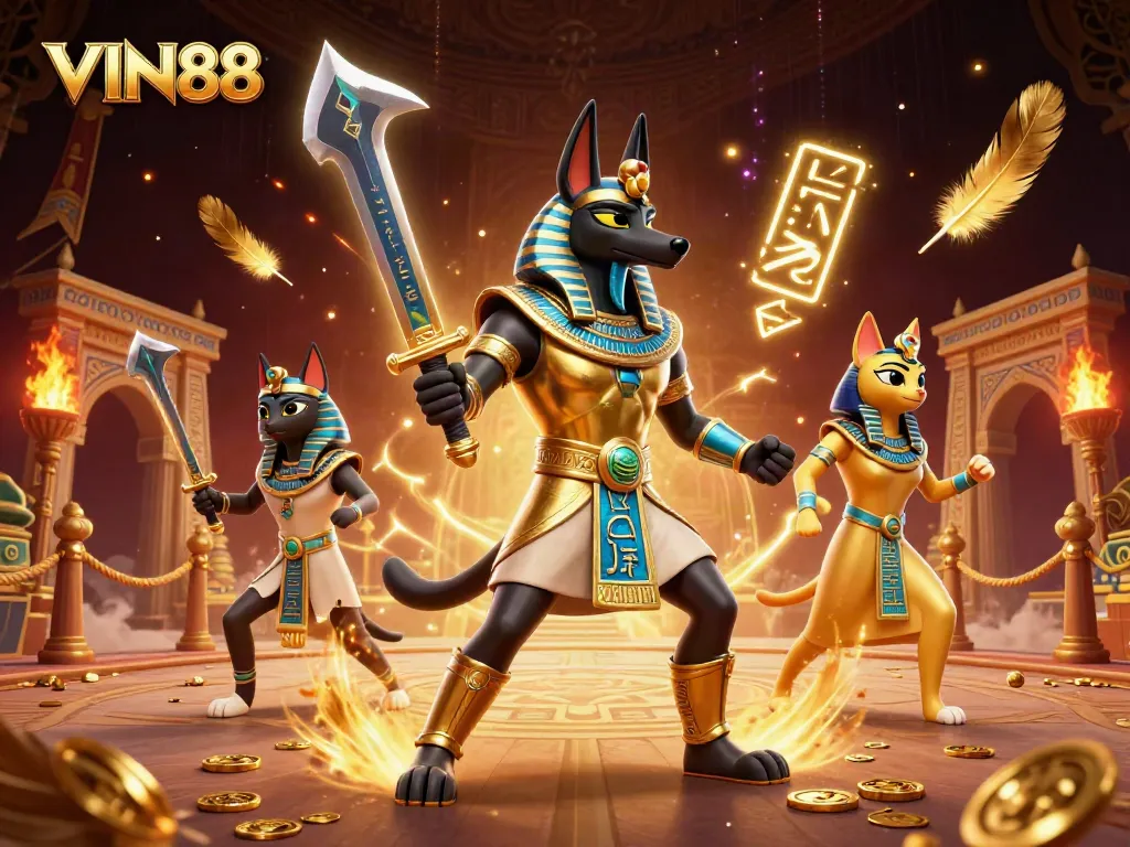 Witness VIN88's thrilling landscape with ancient warriors and vibrant casino elements enriching the adventure.