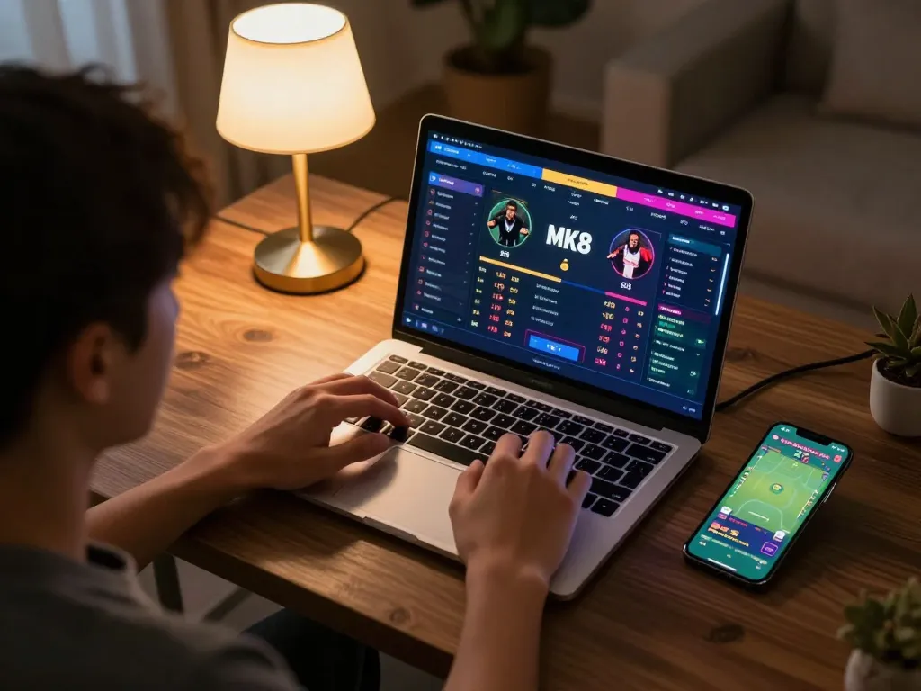 Engaging in mk8 sports betting from a modern home gaming setup.