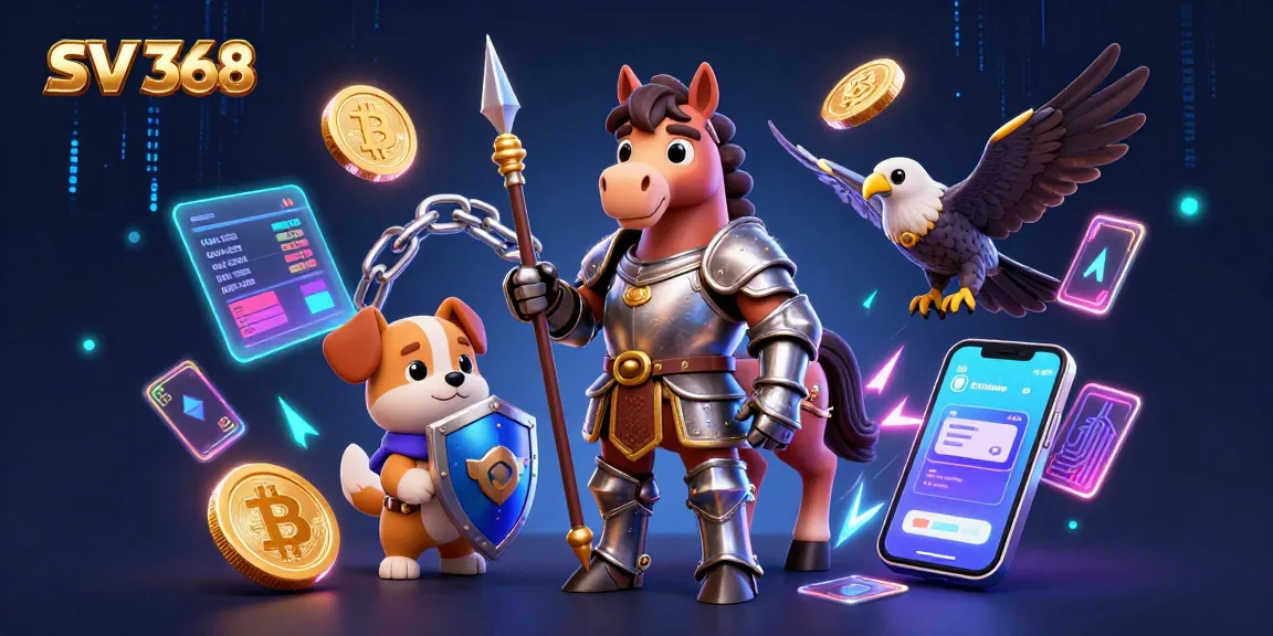 SV 368 showcases a medieval knight and crypto elements in a vibrant casino-themed artwork.