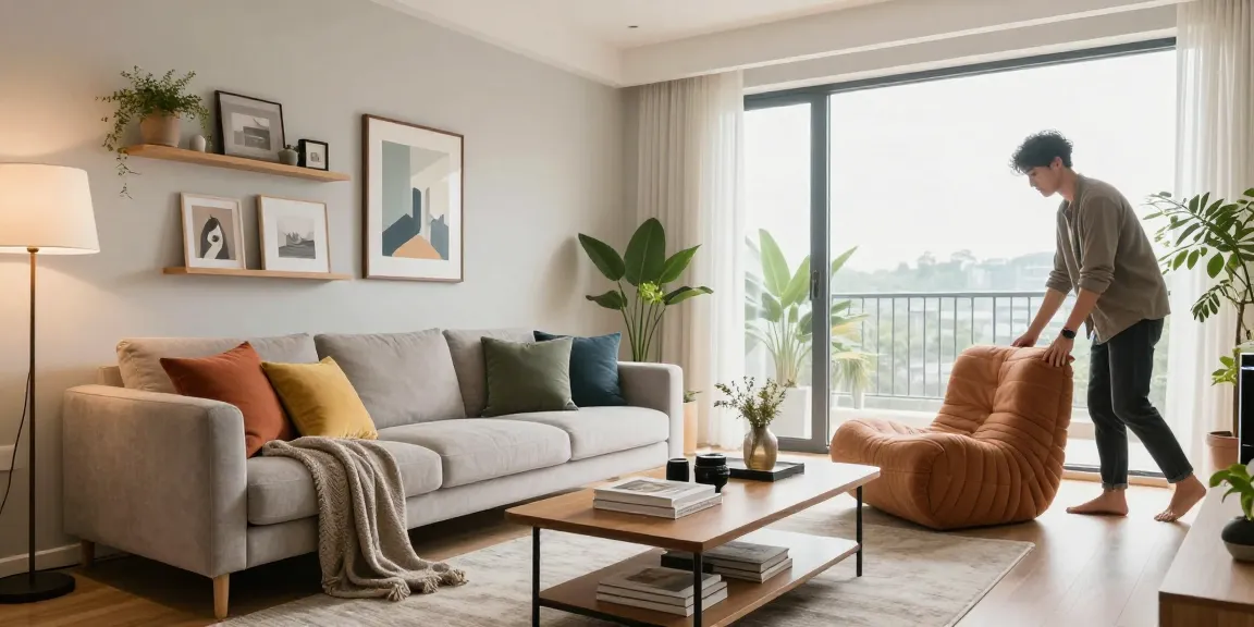Innenausbau Augsburg: Stilvolles Wohnzimmer mit modernen Möbeln und natürlichem Licht