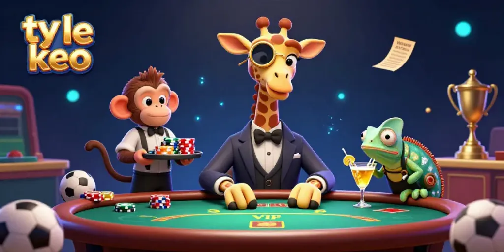 Engage with ty le keo betting strategies featuring mascot characters celebrating a sports betting atmosphere.