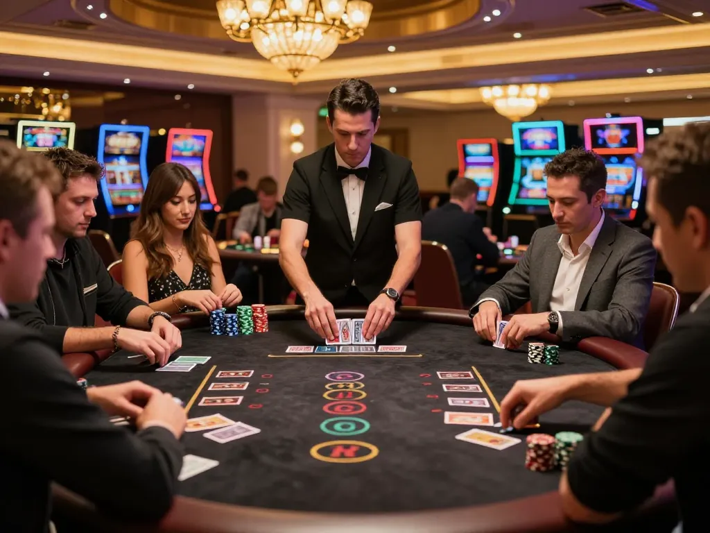 Experience high-stakes blackjack at fly88, where players strategize for big wins in a vibrant casino.