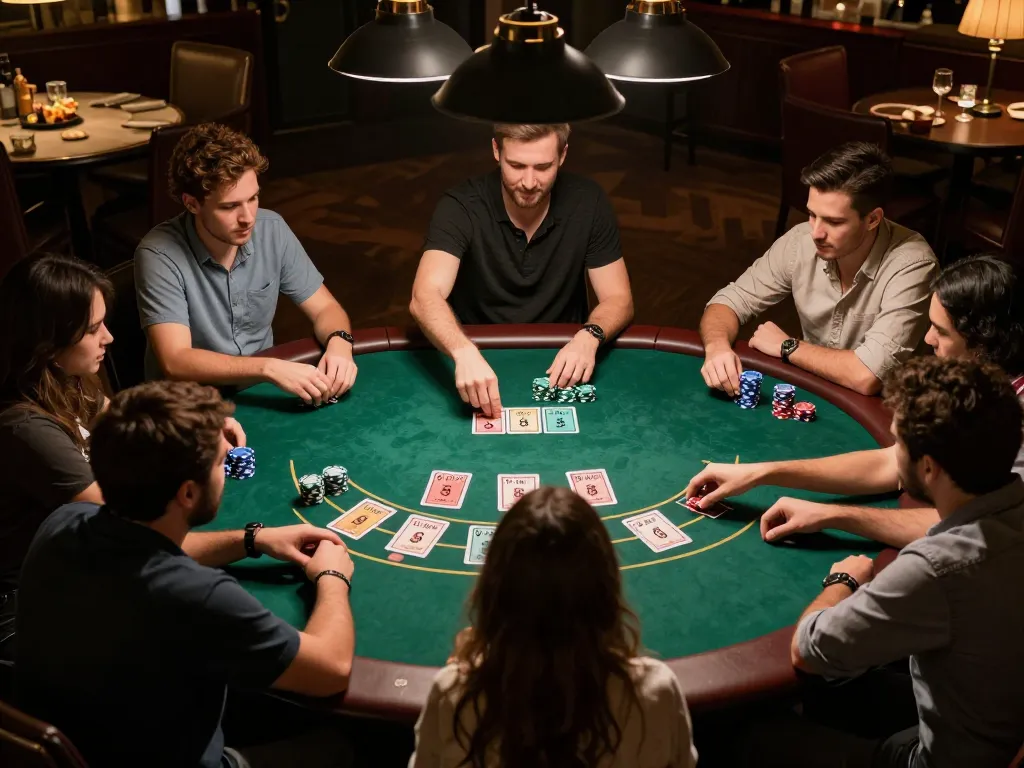 The excitement of strategic blackjack gameplay at gamedoithuong88 features players competing with stacked chips and cards