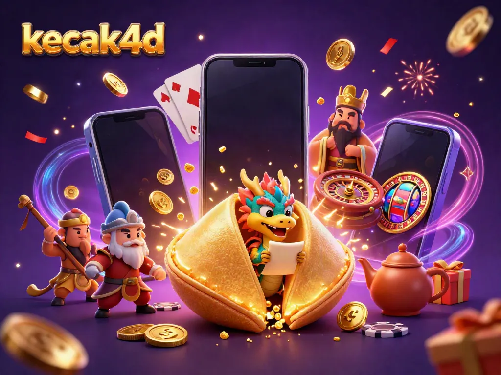 Experience the thrill of kecak4d with a colorful dynamic scene of fortune and dragon elements amidst casino excitement.