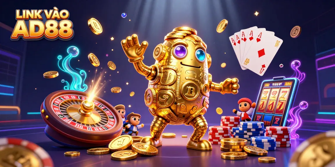 Spin the reels with LINK VÀO AD88 featuring an ancient golem and sparkling casino elements.