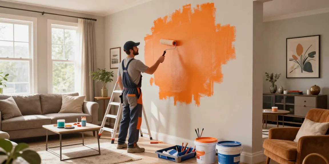Professioneller Maler in Heidelberg, der einen Wohnraum renoviert und frische Farben aufträgt.