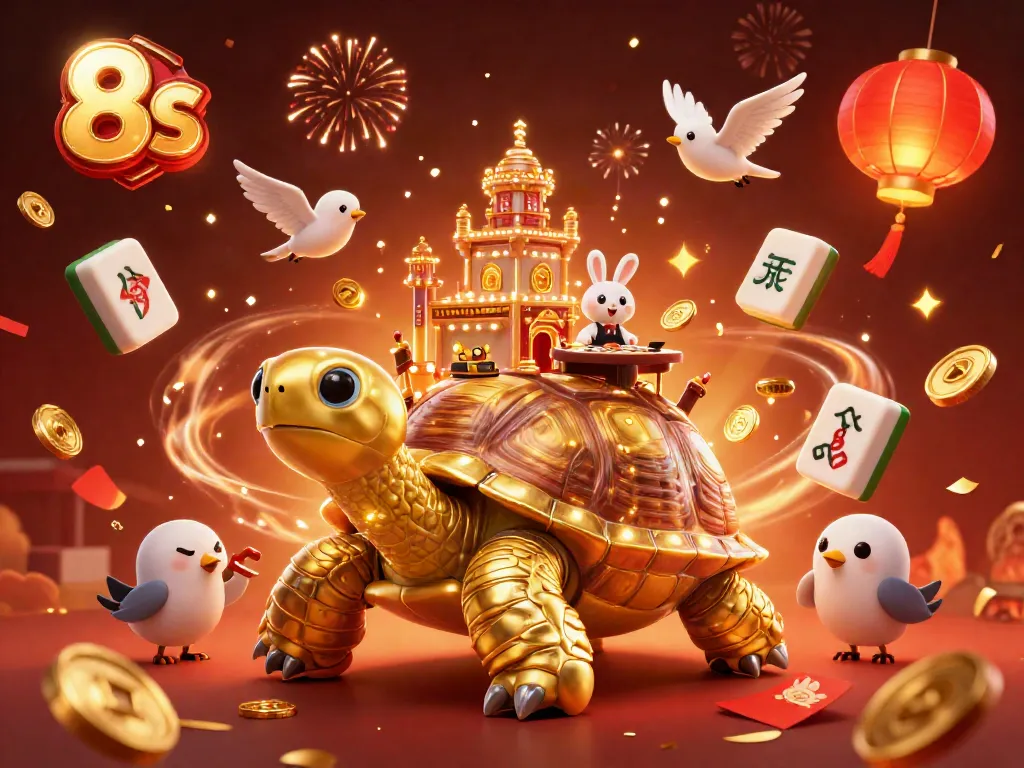 Experience the thrilling vibes of 8s in a vibrant casino scene featuring gold coins and a rabbit dealer.