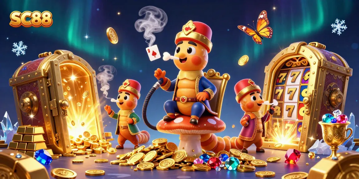Engage in thrilling action with SC88 featuring a vibrant casino scene including slot elements and luxurious treasures.