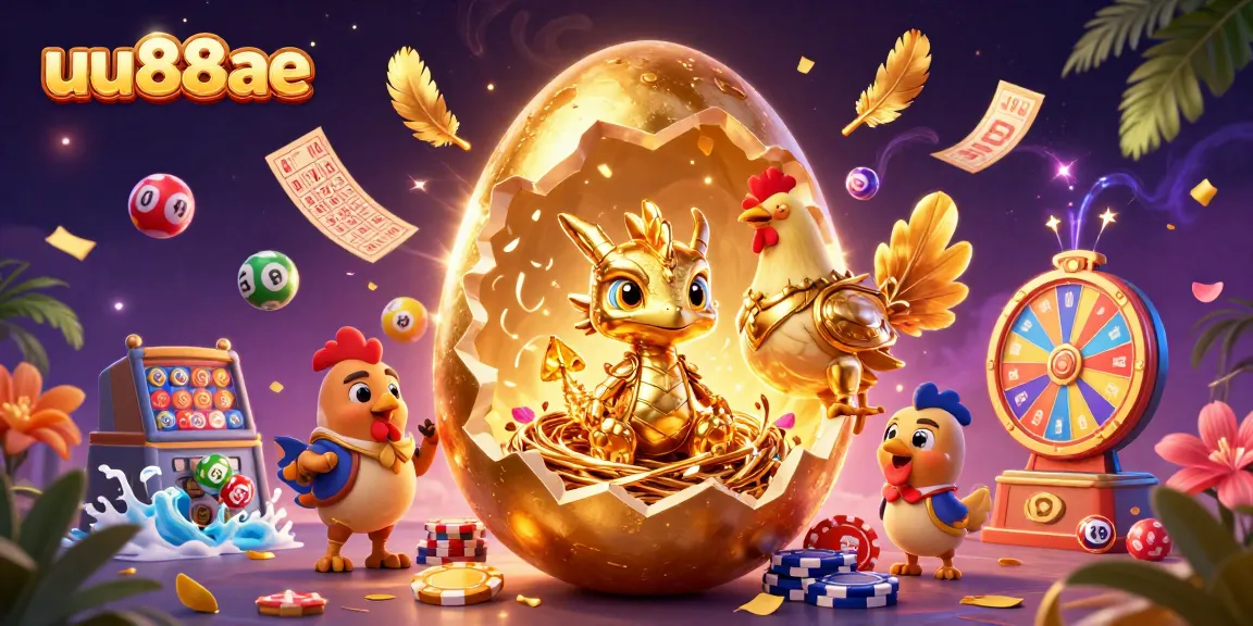 Experience thrilling fun with uu88ae's vibrant 3D golden dragon-themed casino illustration.