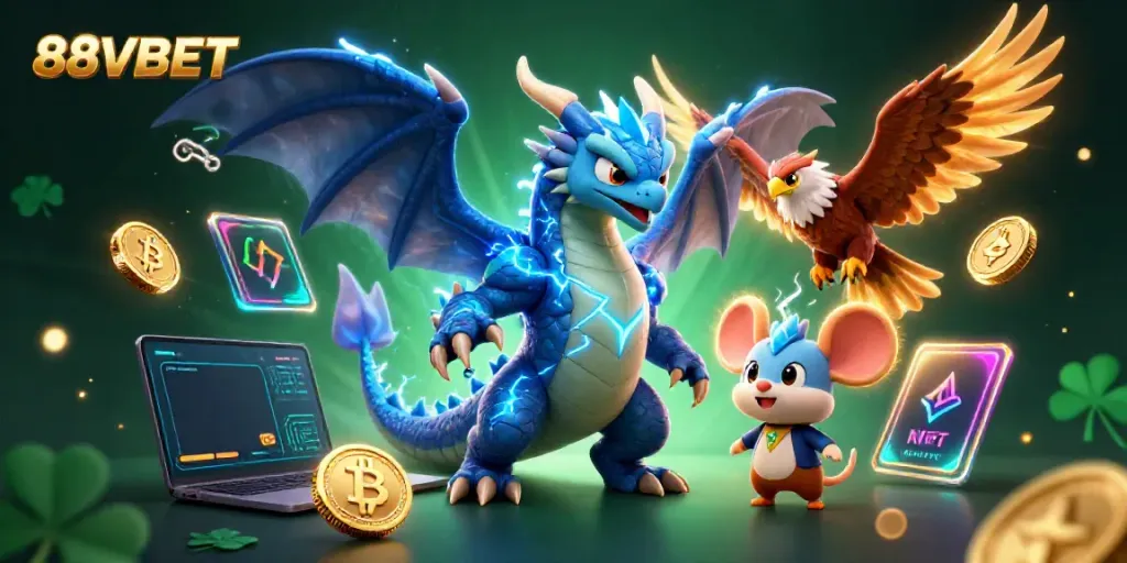 Experience thrilling gaming at 88VBET with electrifying characters and crypto elements.