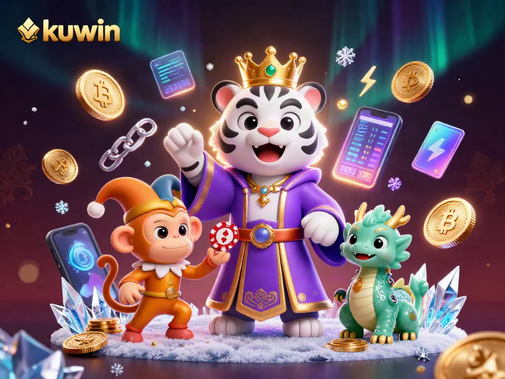 Kuwin unleashes excitement with a royal tiger, playful monkey, and jade dragon at a vibrant casino.
