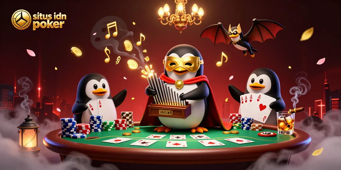 Menggali situs IDN poker dengan suasana poker penuh warna dan karakter unik dalam ilustrasi 3D yang menarik.