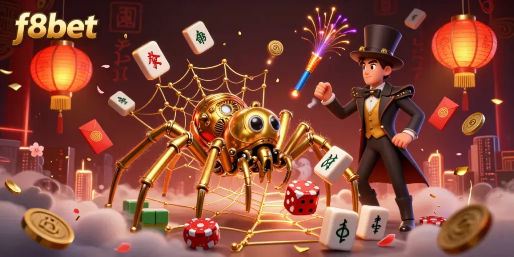 Engage in thrilling gameplay at f8bet with a vibrant steampunk casino scene featuring dynamic characters and symbols.