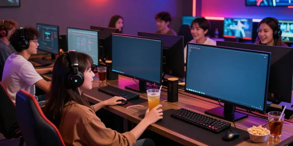 Social gaming experience at ROKOK88 with friends enjoying simulations.