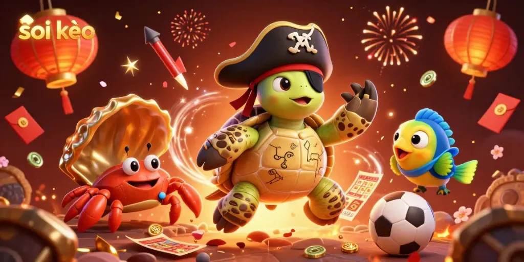 Soi kèo with a vibrant 3D illustration featuring pirate-themed elements perfect for sports betting