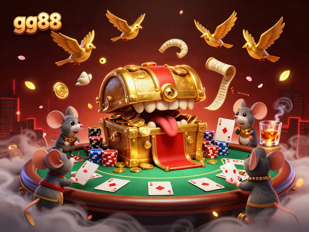 Adventurer mice explore riches at gg88’s vibrant casino with dynamic poker atmosphere.