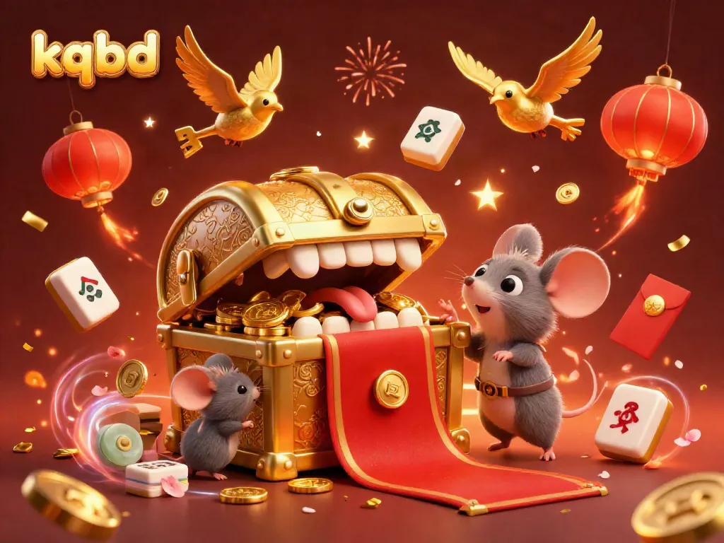 Experience thrilling kqbd action with a dynamic scene of golden treasure, glowing lanterns, and vibrant confetti.