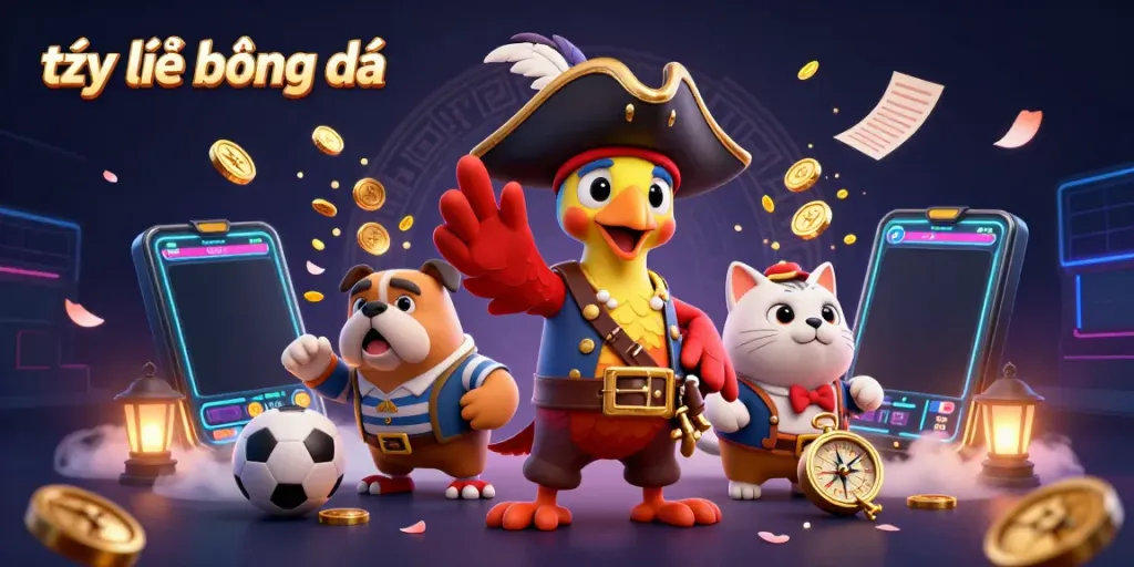 Experience dynamic tỷ lệ bóng đá betting with colorful smartphone displays and engaging cartoon characters.