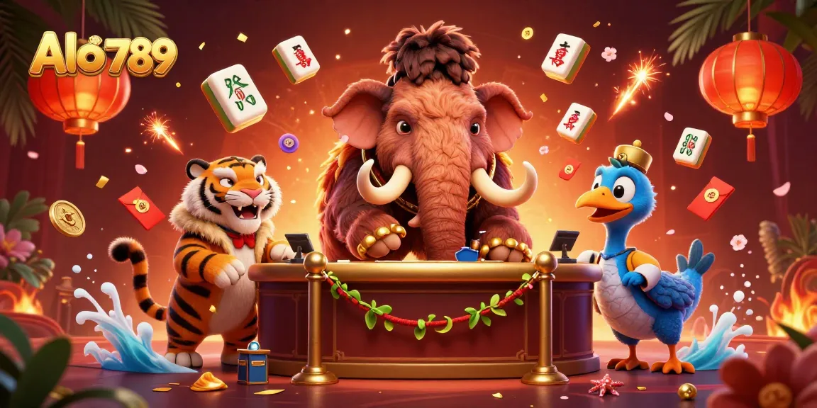 Alo 789 showcases a vibrant casino scene with cartoon characters and thematic elements highlighting the gambling atmosphere.