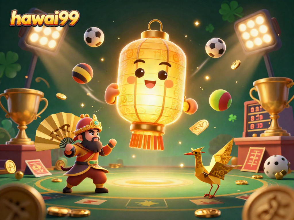 Experience the excitement of hawai99 in this vibrant 3D casino illustration.