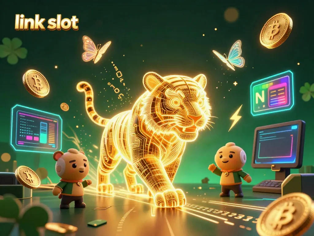 Experience the excitement of link slot games with colorful neon graphics and 3D characters.