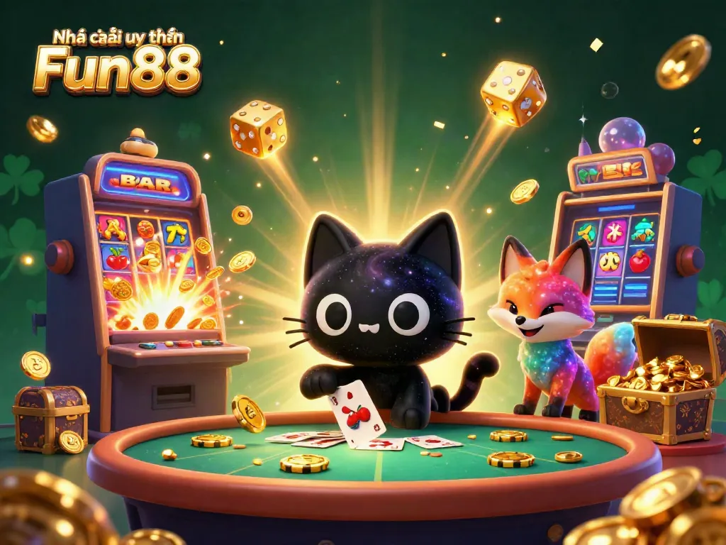 Experience the excitement of Nhà cái uy tín Fun88 with this vibrant cosmic casino scene demonstrating thrilling gaming elements.