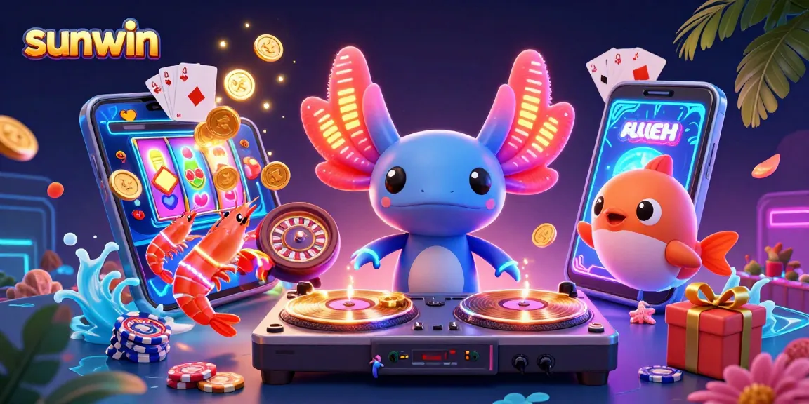 Experience thrilling gameplay with sunwin: vibrant axolotl DJ and animated sea creatures.