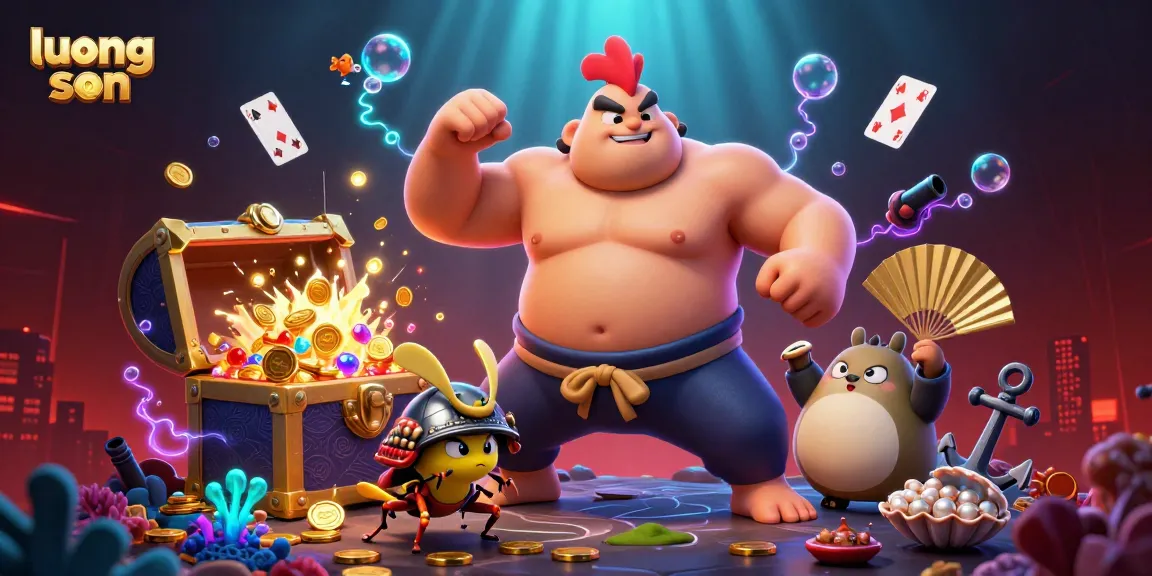 luong son showcases an exciting scene with a powerful sumo wrestler and unique game elements, promoting immersive gaming