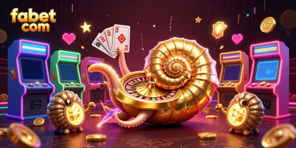 Experience exciting gameplay moments with fabet com featuring a giant nautilus roulette wheel and glowing treasures.
