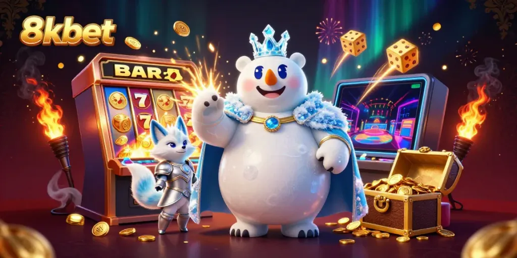 Spin the reels with 8xbet's thrilling slot machine experience, showcasing vibrant symbols and jackpot excitement.