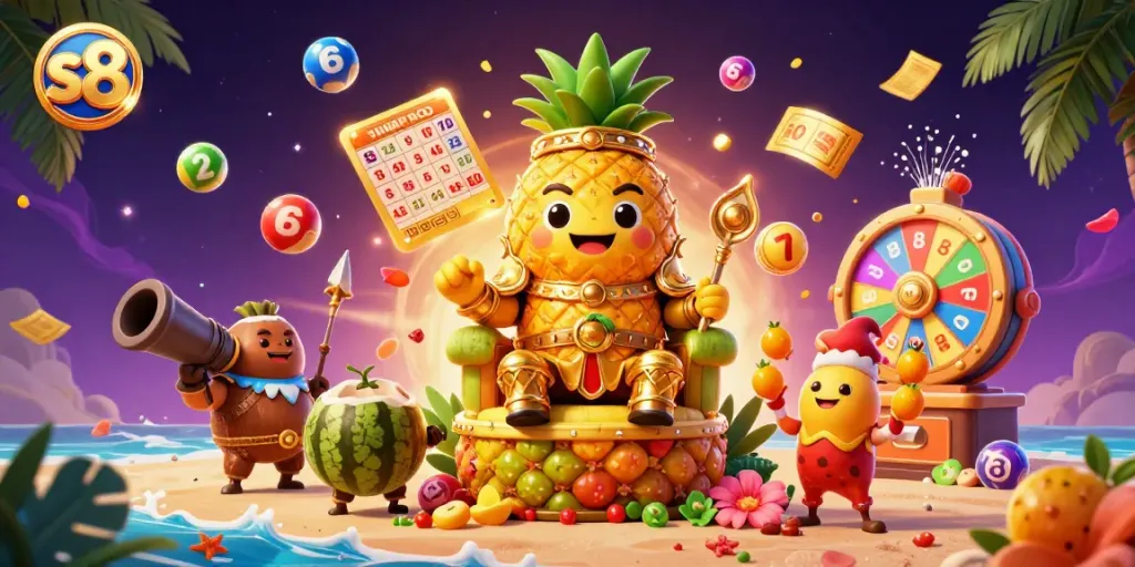 Experience exciting wins with s8 as the golden pineapple king reigns over a vibrant casino scene.