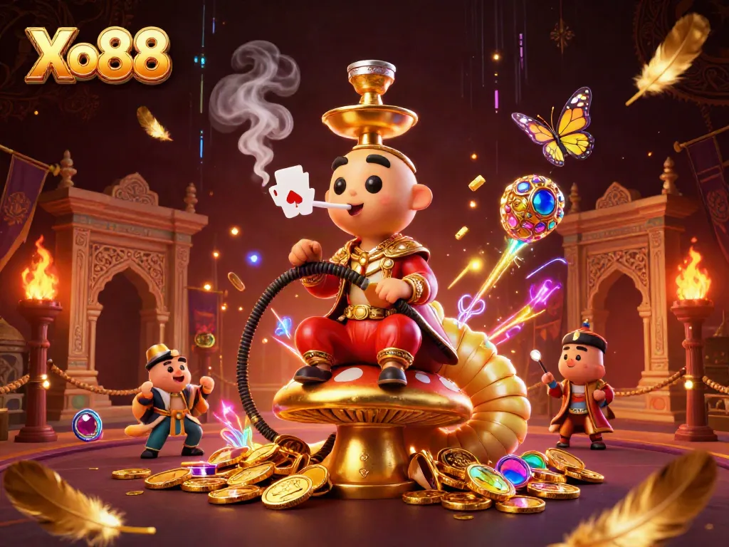 Play poker and win at Xo88 with an engaging 3D illustration showcasing vibrant casino elements.