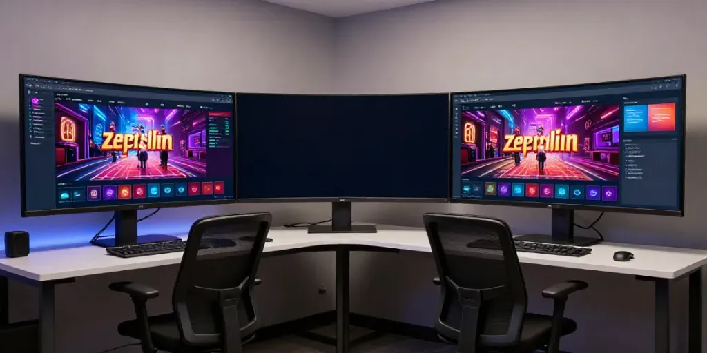 Zeppelin Casino Spieloberfläche in moderner Entwicklerumgebung mit technischem Design.