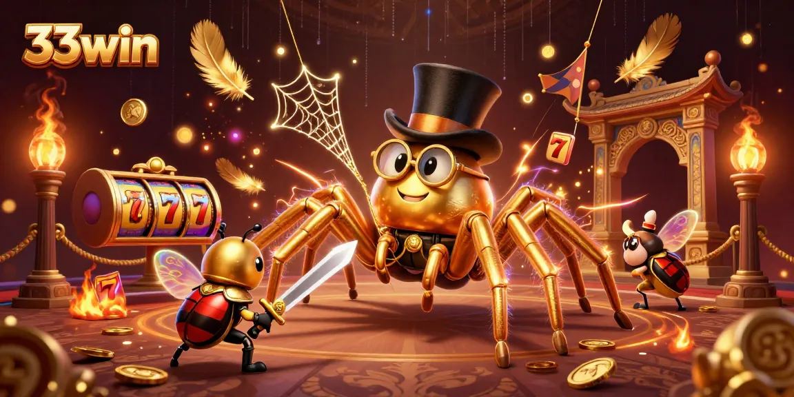Engage in exotic adventures with 33win's immersive casino-themed illustration showcasing thrilling games.