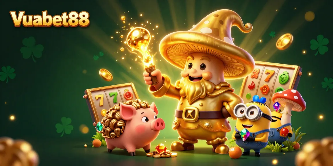 Spin the reels at Vuabet88 with a joyful wizard, winning treasures, and dynamic gaming elements.