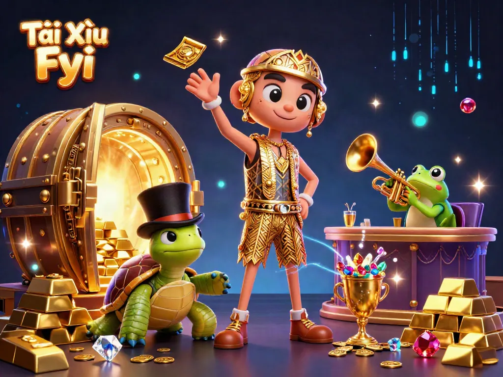 Experience thrilling gameplay with Tài Xỉu Fyi in a vibrant, energetic casino scene.