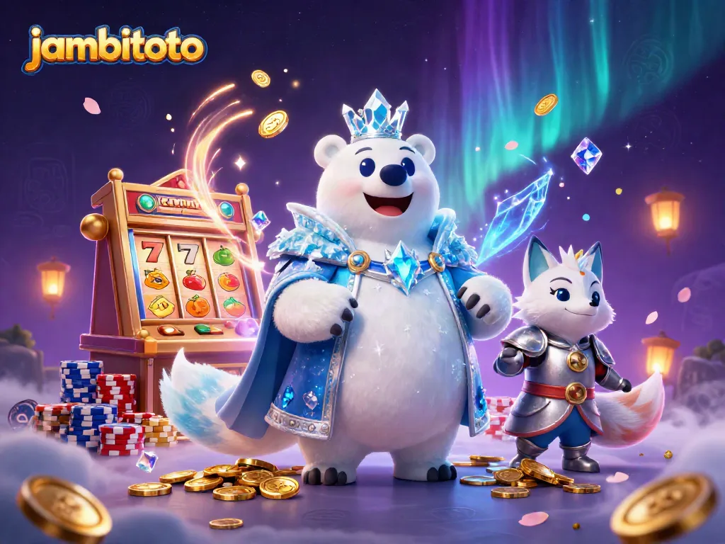 Win big at jambitoto with the ice king polar bear and snow fox surrounded by thriving casino elements.