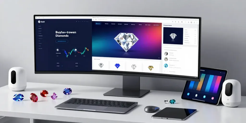 Labordiamanten kaufen auf einer modernen Plattform für digitalen Einkauf von Diamanten.