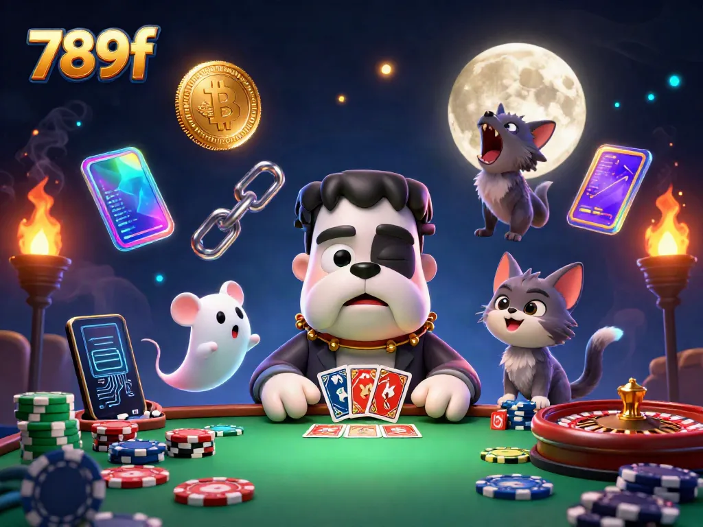 Experience intense poker action with 789f, featuring a cartoon monster dealing cards at a vibrant table.