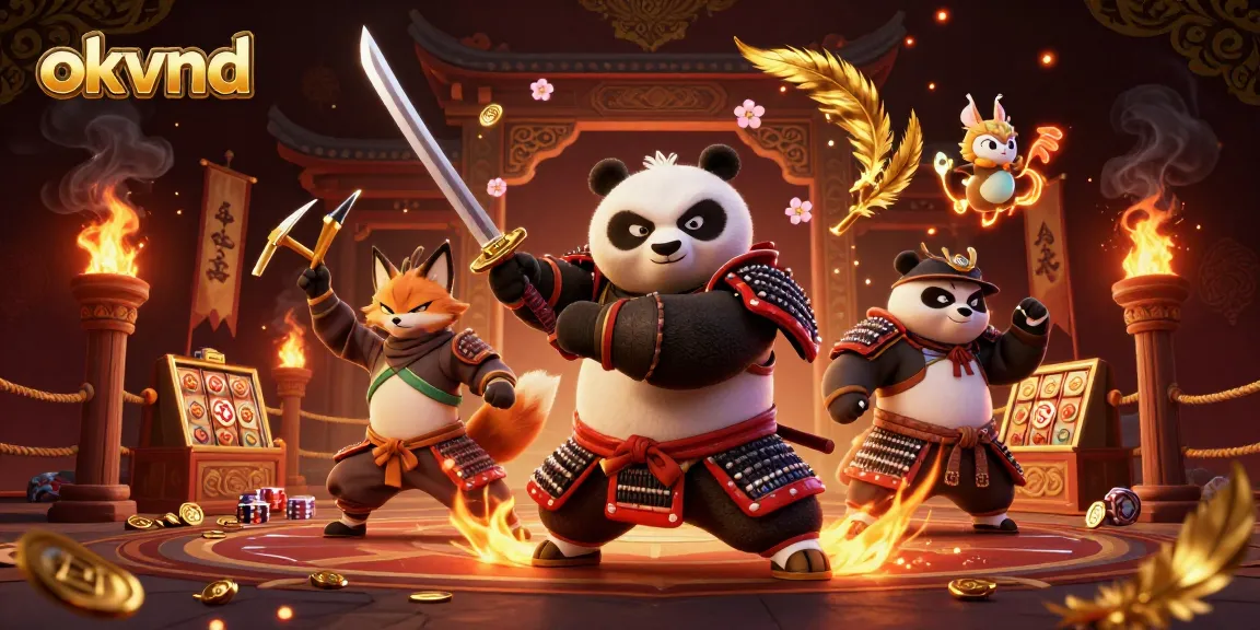 Engage with okvnd's thrilling gaming adventure featuring a samurai panda and mystical elements.