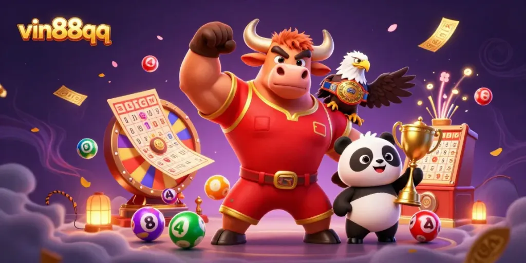 Experience vin88qq's thrilling games with vibrant characters celebrating big wins!