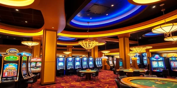 Begeistern Sie sich für online casinos echtgeld mit einem Blick auf den luxuriösen Spielbereich und den Spielautomaten.