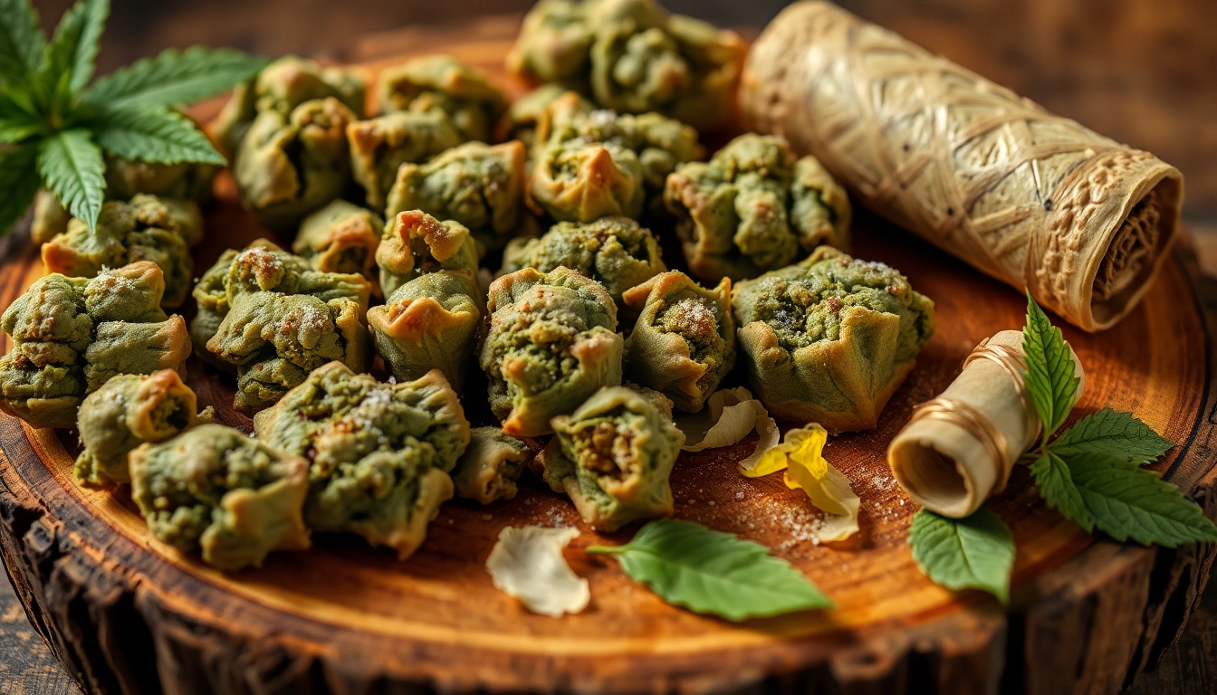 Genussvolle Cannabis Kekse auf einem Holzbrett, frisch gebacken mit verlockender Textur und Farbe.