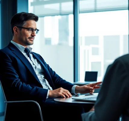 Headhunter Gastronomie verhandelt mit Klienten in modernem Büro.