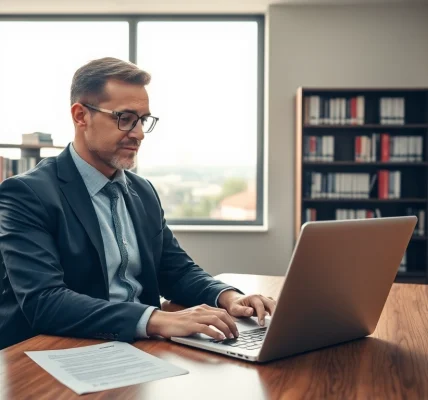 Headhunter Erfurt im modernen Büro, der Bewerbungen prüft und Kandidaten anwirbt.