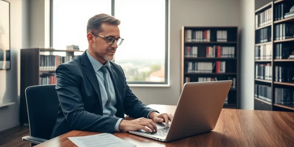 Headhunter Erfurt im modernen Büro, der Bewerbungen prüft und Kandidaten anwirbt.