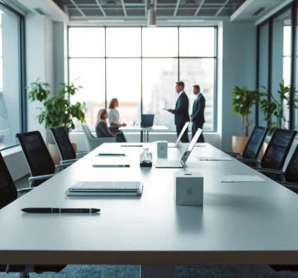 Headhunter Leverkusen im modernen Büro mit engagierten Mitarbeitern und Arbeitsmaterialien.