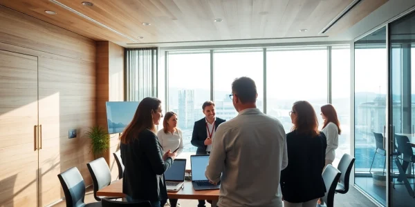 Professionelle Zusammenarbeit mit einem Headhunter Wolfsburg in einem modernen Büro.